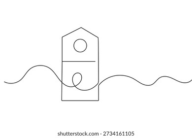 Dibujo continuo de una línea de la puerta y Ilustración vectorial aislada del contorno del estilo minimalista