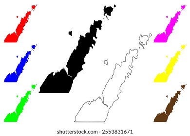 Door County, State of Wisconsin (U.S. county, United States of America, US) map vector illustration, scribble sketch map