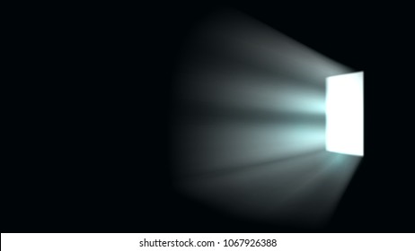 A door from a dark room, a bright light, a window, a square light source