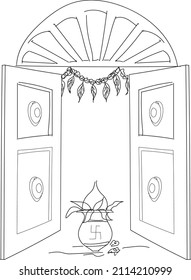 puerta con puerta y decoración