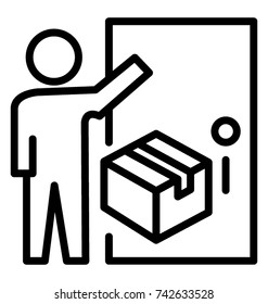 Door To Door Delivery Icon In Material Outlined Style