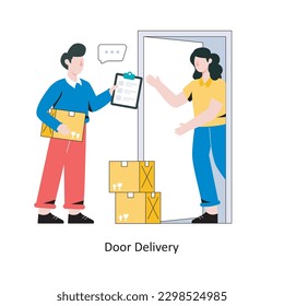 Door Delivery flat style design vector illustration. stock illustration