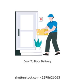 Door To Door Delivery Flat Style Design Vector illustration. Stock illustration