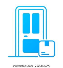 Door to door delivery icon. Door delivery, Home delivery, Door, Box, Logistics delivery, Package, House, Home, Courier. Vector icon illustration