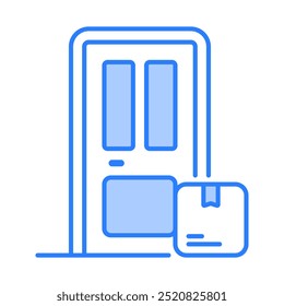 Door to door delivery icon. Door delivery, Home delivery, Door, Box, Logistics delivery, Package, House, Home, Courier. Vector icon illustration