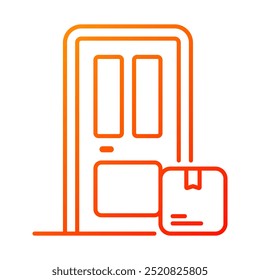 Door to door delivery icon. Door delivery, Home delivery, Door, Box, Logistics delivery, Package, House, Home, Courier. Vector icon illustration