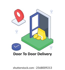 Door To Door Delivery isometric Colored illustration. EPS File stock illustration