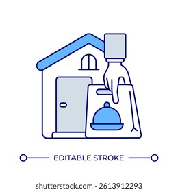 Door to door delivery line color icon. Extra conveniences for customers. Shipping products to client home service. Isolated vector illustration. Flat colorful symbol design. Editable stroke