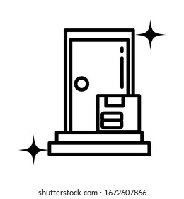 door to door delivery service , line style icon vector illustration design
