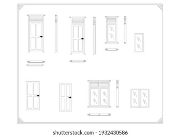 door detail image drawn in autocad, vector