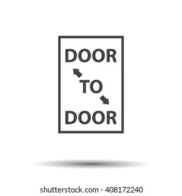 Door to door distribution logo concept.  of a two doors with 2 digit door 2 door