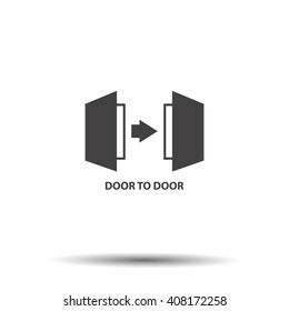 Door to door distribution logo concept.  of a two doors with 2 digit door 2 door
