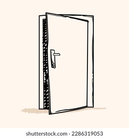 door doodle icon vector with background cream