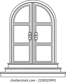 Door doodle outline for colouring illustration