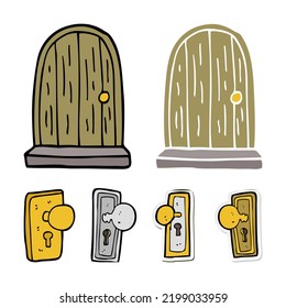 door and doorknob vector image collection, top view perfect for your background and social media needs