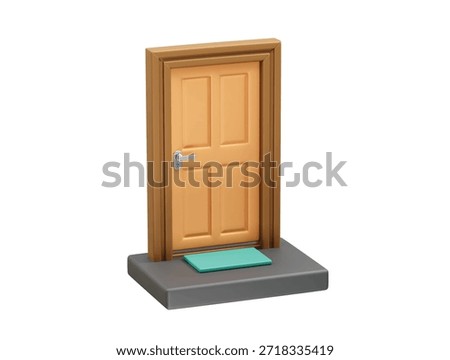 Door with Doormat icon 3d rendering illustration