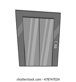 Door of elevator icon in black monochrome style isolated on white background. Interior design symbol. Vector illustration