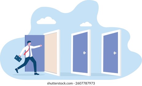 Door, endless door waiting for the businessman to cross

