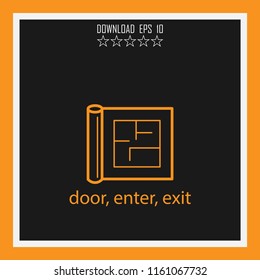door, enter, exit vector icon