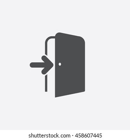 Door enter. The login Icon in flat style isolated on gray background. Authorization symbol for your web site design, picture, art, logo, app, UI. Vector illustration EPS10, JPEG image