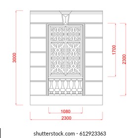  Door entrance vector work with dimension on the white background