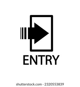 Door entry icon. Arrow on the door. Vector illustration. Stock image.