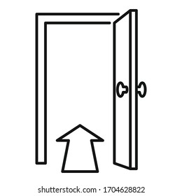 Door entry icon. Outline door entry vector icon for web design isolated on white background