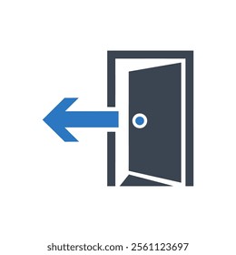 Door Exit Arrow Icon On White Background