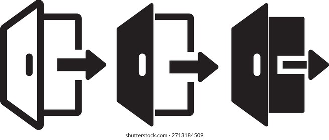 ícone de seta de entrada e saída da porta. ícone de logout e login. Ícone Sair no estilo moderno de linha de traçado