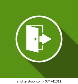door exit flat icon with long shadow. vector illustration