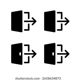 Door exit icon set. Logout application symbol. Sign out concept