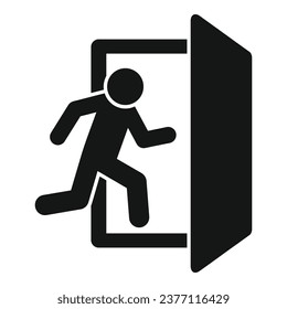 Door exit run icon simple vector. Person leaving. Work arrow