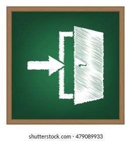 Door Exit sign. Flat style black icon on white.