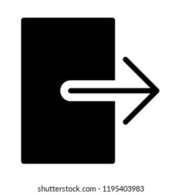 Door Exit sign. Vector. White icon with flat shadow on purpureus circle at white background. Isolated.