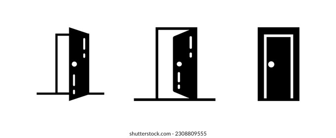 Door Fill Icon Symbol Vector. Black Glyph Door Icon