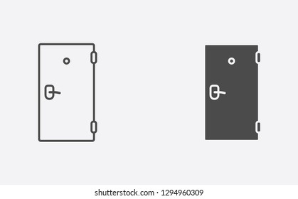 Door filled and outline vector icon sign symbol