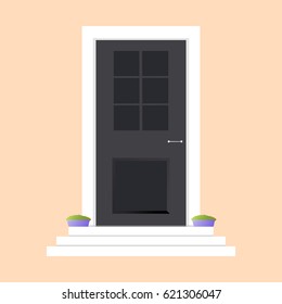 Door flat icon. Design your own apartment. Colorful door concept.