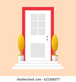 Door flat icon. Design your own apartment. Colorful door concept.