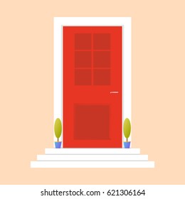 Door flat icon. Design your own apartment. Colorful door concept.
