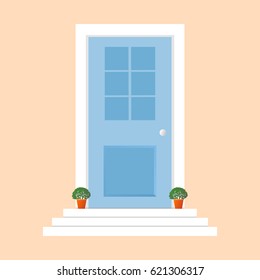 Door flat icon. Design your own apartment. Colorful door concept.
