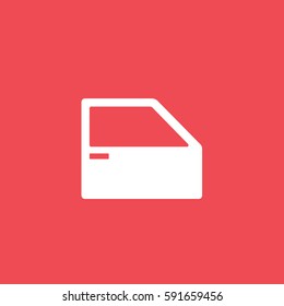 Door Flat Icon On Red Background