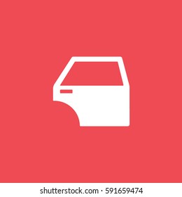 Door Flat Icon On Red Background