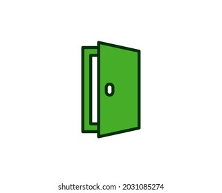 Icono plano de la puerta. Símbolo de esquema único de alta calidad para diseño web o aplicación móvil.  Señales de línea delgada para el logotipo de diseño, tarjeta de visita, etc. Pictograma de contorno EPS10