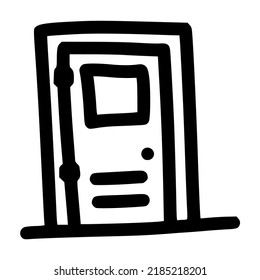 door with frame hand drawn doodle outline vector template illustration