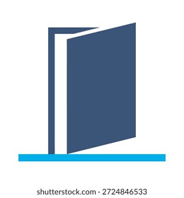 Door frame icon blue flat vector design open entrance symbol room exit home interior architecture graphic element sign