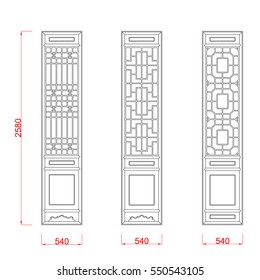 Door frame vector  image with dimension black paint in the white background