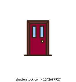 Door front filled outline icon, line vector sign, linear colorful pictogram isolated on white. Closed door symbol, logo illustration. Pixel perfect vector graphics