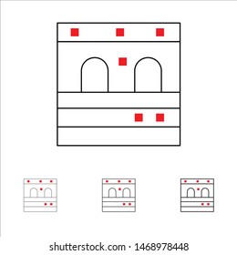Door, Garage, Train Bold and thin black line icon set. Vector Icon Template background