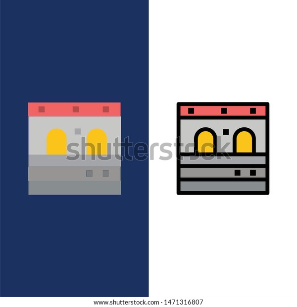 Door, Garage,\
Train  Icons. Flat and Line Filled Icon Set Vector Blue Background.\
Vector Icon Template\
background