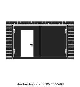 Icono negro vectorial de la puerta. La casa de la puerta de la ilustración del vector sobre fondo blanco. Icono de ilustración negra aislada del garaje de la puerta.